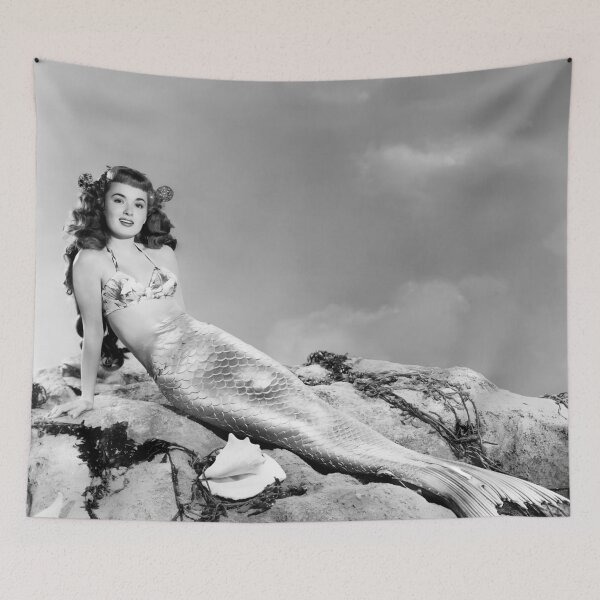 Item preview, Neptune's Other Daughter, Miranda, Princess of the Seas funny vintage black and white photographic art print designed and sold by Astrid Arkhangelsky.