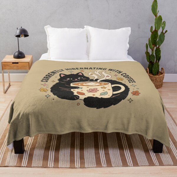 Item preview, Currently Hibernating With Coffee Cute Black Cat Art designed and sold by Fine-Arts-Lab.