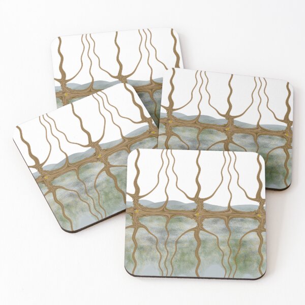 Item preview, Wavy Brown Roots Fence Moss Lake Landscape designed and sold by MigWhimsy.