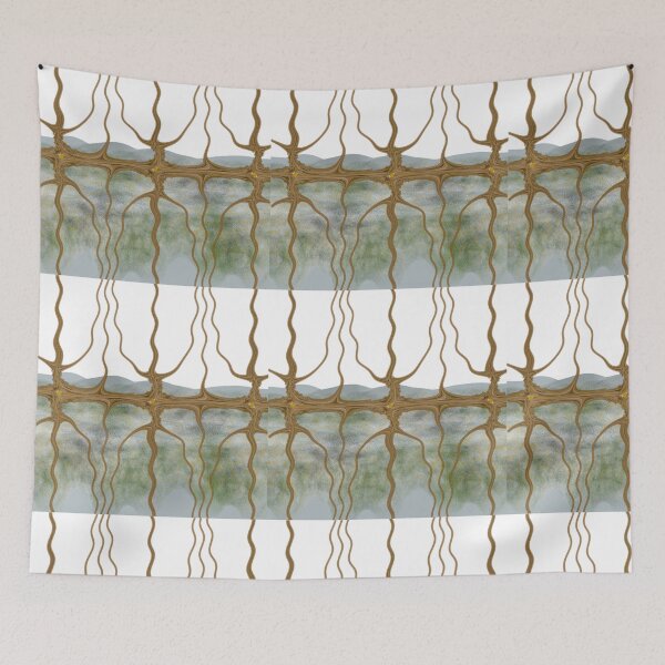 Item preview, Wavy Brown Roots Fence Moss Lake Landscape designed and sold by MigWhimsy.