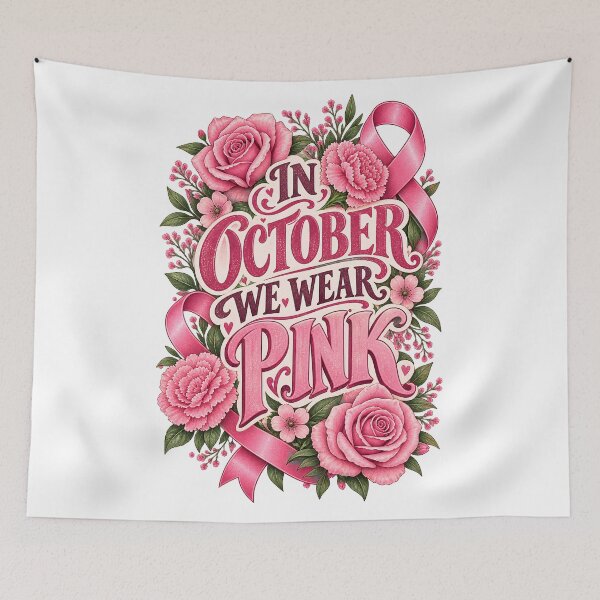Item preview, In October We Wear Pink Ribbon Breast Cancer Awareness designed and sold by UniversPlant | Blooming with Hope.