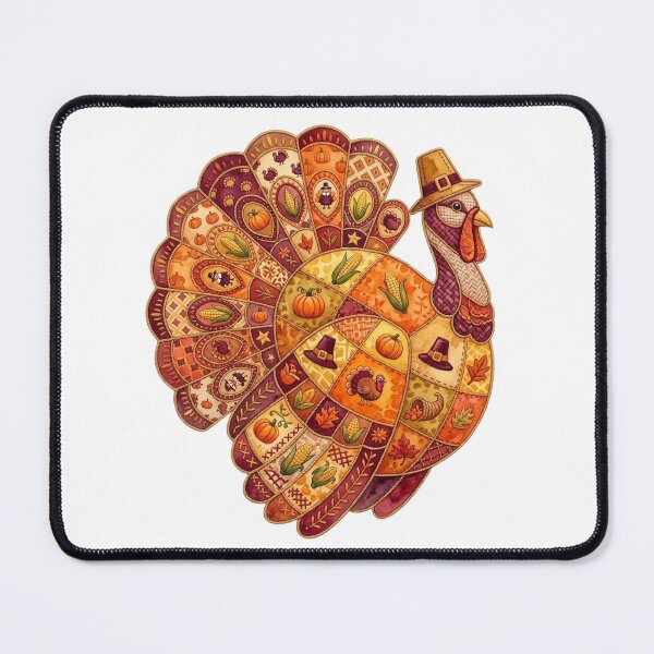 Item preview, Cozy Harvest Turkey Quilt Art Thanksgiving Fall Season designed and sold by VibranPalette.