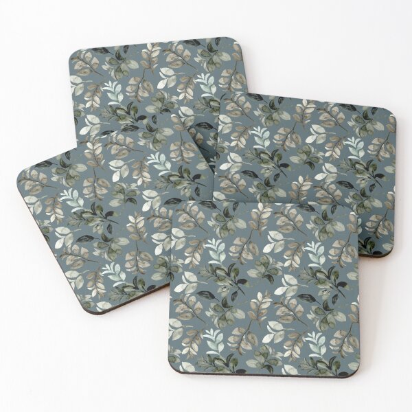 Item preview, Muted Grey Green Background Eucalyptus and Botanical Leaves Seamless Pattern designed and sold by ​Jyoti Digital Artist.