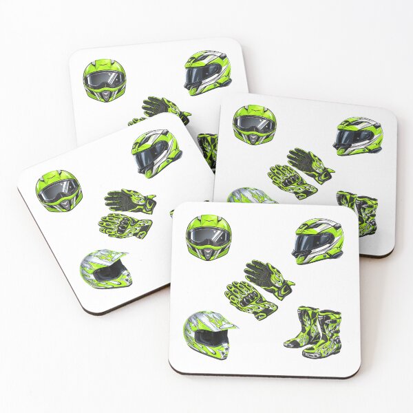 Item preview, Lime Green Motorcycle Gear Sticker Pack – Racing Helmets, Boots & Gloves designed and sold by BigfeetLittlepaws.