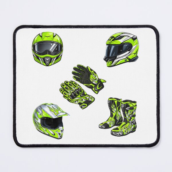 Item preview, Lime Green Motorcycle Gear Sticker Pack – Racing Helmets, Boots & Gloves designed and sold by BigfeetLittlepaws.