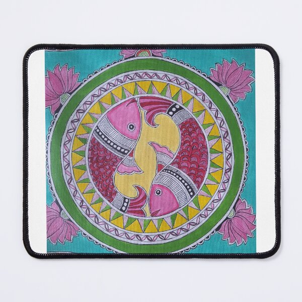 Item preview, Handmade Madhubani Twin Fish Painting | Indian Folk Art designed and sold by Sakshiartwork.