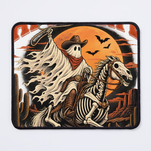 Item preview, Riding Into The Afterlife Ghost Cowboy Skeleton Horse Retro Western Halloween designed and sold by suthee navakul.