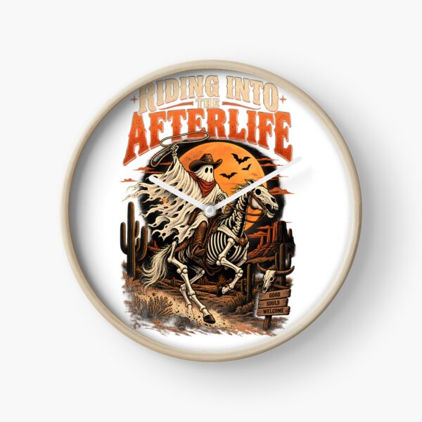 Item preview, Riding Into The Afterlife Ghost Cowboy Skeleton Horse Retro Western Halloween designed and sold by suthee navakul.