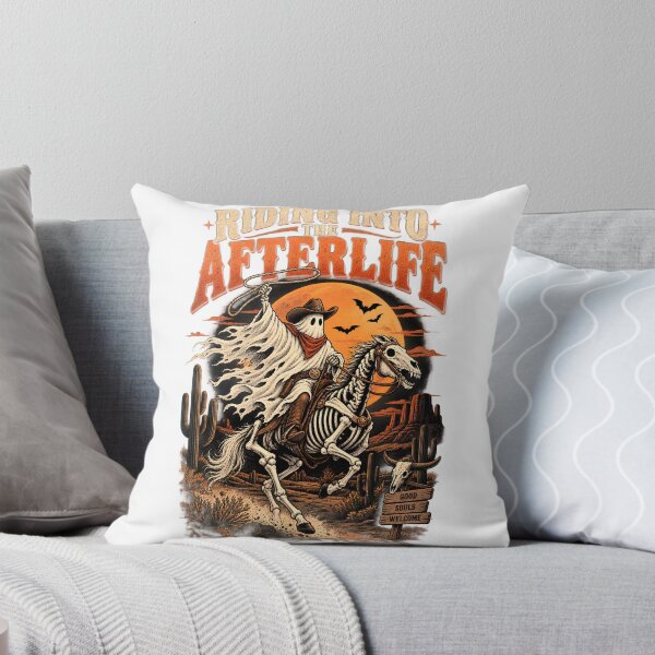 Item preview, Riding Into The Afterlife Ghost Cowboy Skeleton Horse Retro Western Halloween designed and sold by suthee navakul.