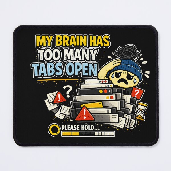 Item preview, My Brain Has Too Many Tabs Open – Funny Overthinking Cartoon for Overthinkers designed and sold by stevenwoodcock.