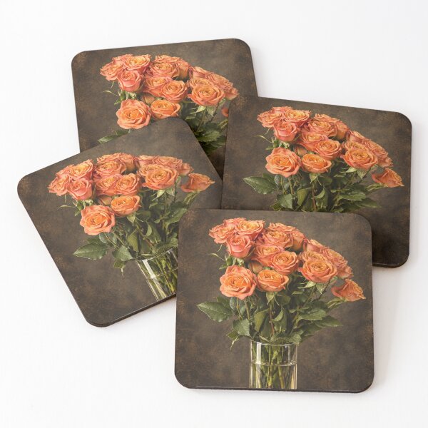 Item preview, Apricot Roses Against a Dark Textured Background designed and sold by Kimberly Palmer.