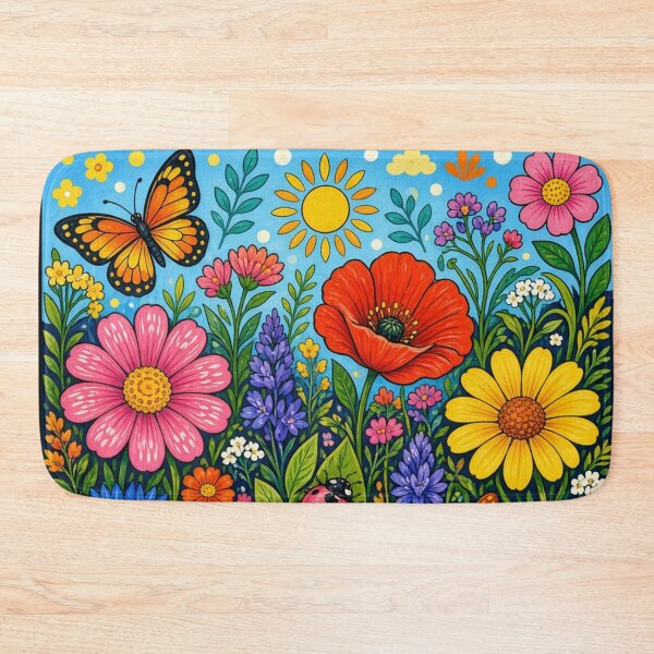 Item preview, Vibrant Pop Folk Art Flower Meadow Wall Art designed and sold by Nexus Space.
