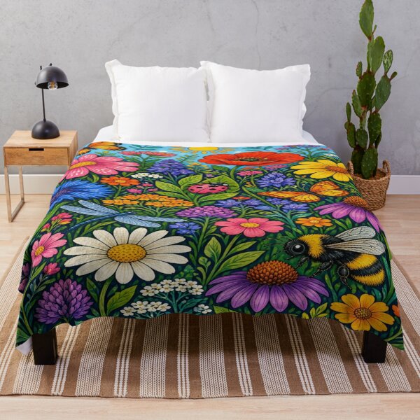Item preview, Vibrant Pop Folk Art Flower Meadow Wall Art designed and sold by Nexus Space.