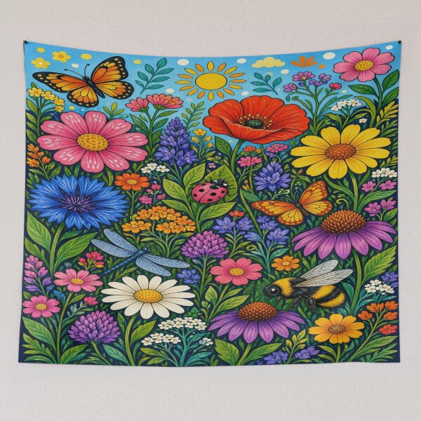 Item preview, Vibrant Pop Folk Art Flower Meadow Wall Art designed and sold by Nexus Space.