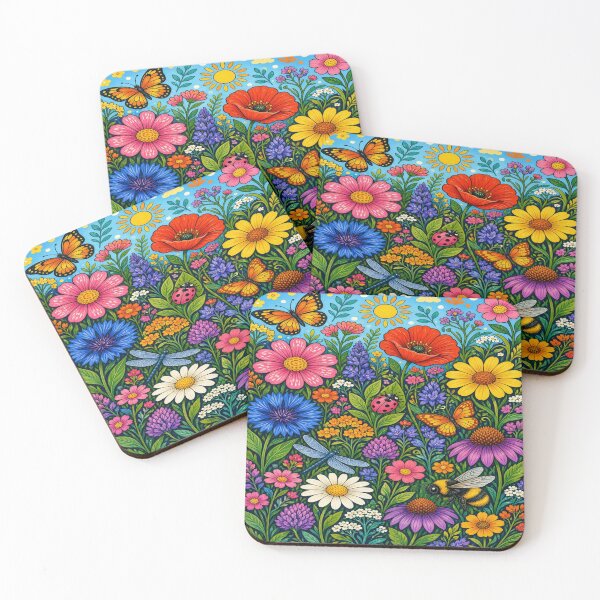 Item preview, Vibrant Pop Folk Art Flower Meadow Wall Art designed and sold by Nexus Space.