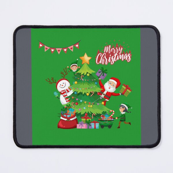 Item preview, A cartoon Christmas celebration with a Christmas tree and Santa Claus  designed and sold by Aisha Reda.