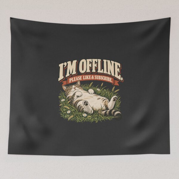 Item preview, I'm Offline Please Like & Subscribe Cat Vintage Graphic designed and sold by goldzilla.studio.