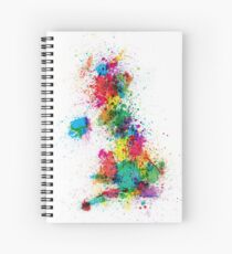 Great Britain UK Map Paint Splashes Spiral Notebook