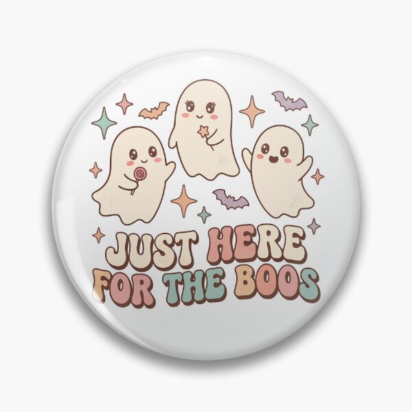 Item preview, Just Here For The Boos Cute Pastel Ghost Halloween Funny Retro Spooky Season shirt and sticker Design designed and sold by Billium Halder.