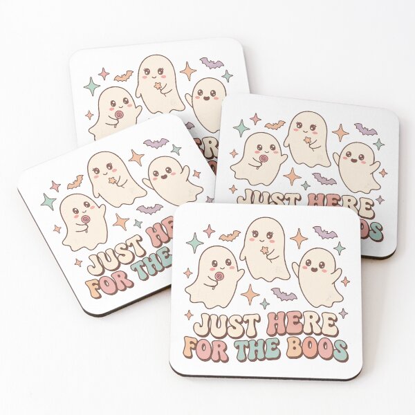 Item preview, Just Here For The Boos Cute Pastel Ghost Halloween Funny Retro Spooky Season shirt and sticker Design designed and sold by Billium Halder.
