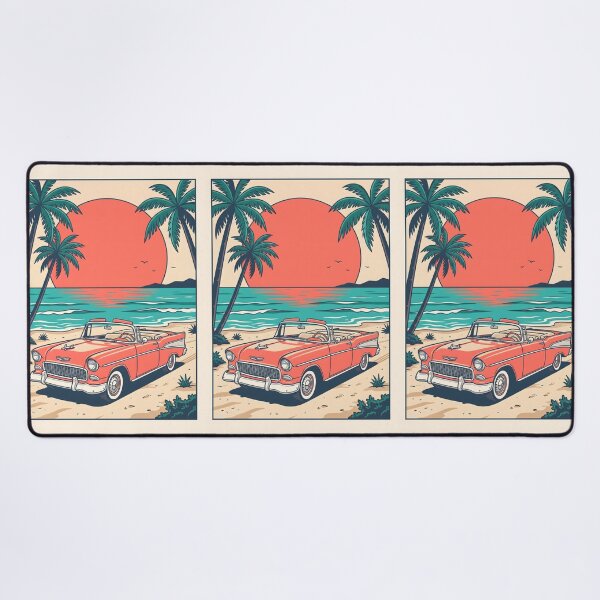 Item preview, Vintage Red Convertible by the Beach – Retro Coastal Drive Summer Design designed and sold by Sea Gem.