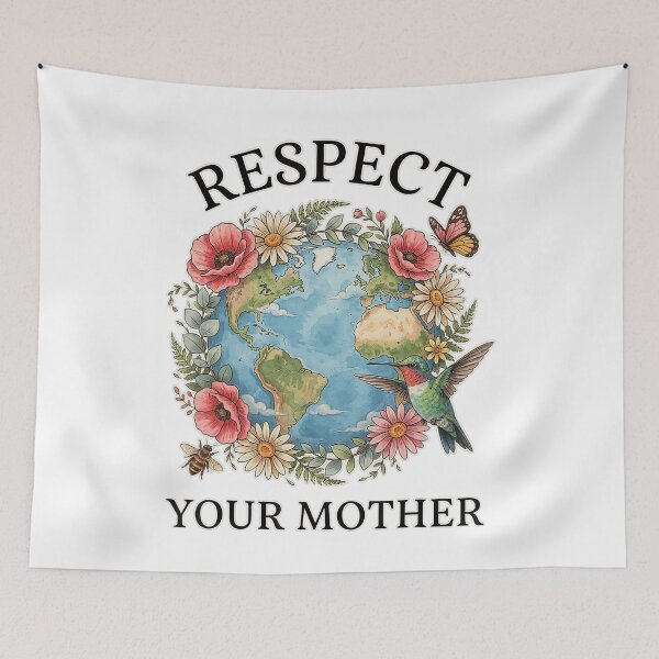 Item preview, Respect Your Mother Earth Floral Hummingbird designed and sold by NoeValdric.