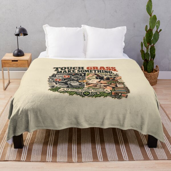 Item preview, Touch Grass Make Something Vintage Offline Creativity Poster designed and sold by goldzilla.studio.