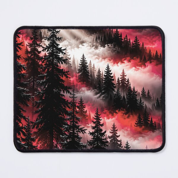 Item preview, Misty Pine Forest Under Crimson Sunbeams designed and sold by Faissal Thomass.