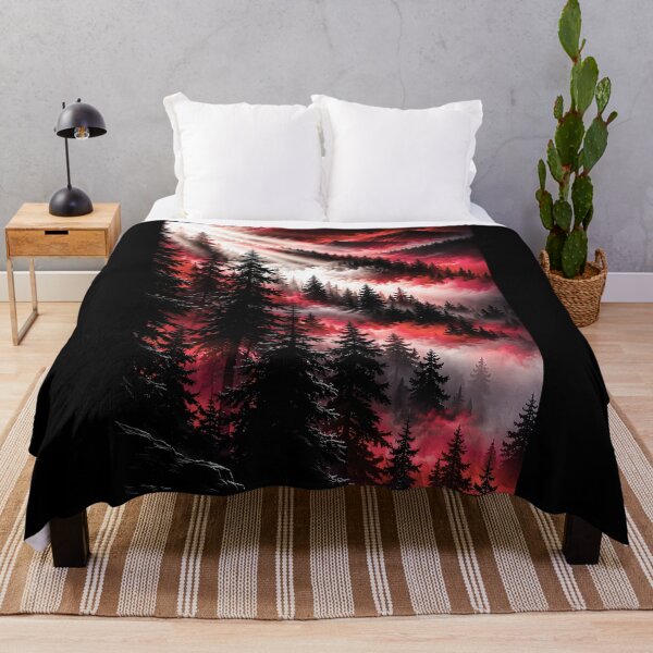Item preview, Misty Pine Forest Under Crimson Sunbeams designed and sold by Faissal Thomass.