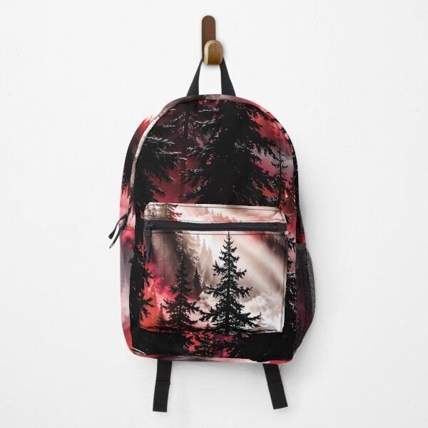 Item preview, Misty Pine Forest Under Crimson Sunbeams designed and sold by Faissal Thomass.