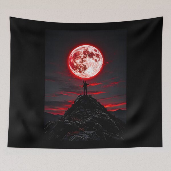 Item preview, Holding The Giant Red Blood Moon On Mountain Peak designed and sold by Faissal Thomass.