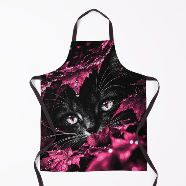 Item preview, Mystical Black Cat Peeking Through Magenta Foliage designed and sold by Faissal Thomass.