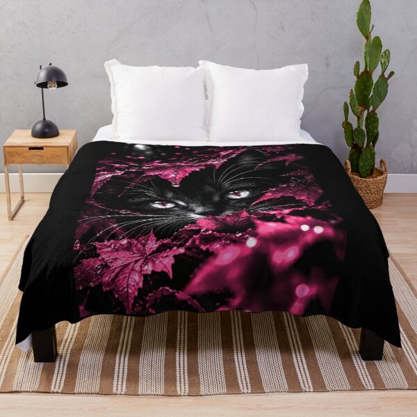 Item preview, Mystical Black Cat Peeking Through Magenta Foliage designed and sold by Faissal Thomass.