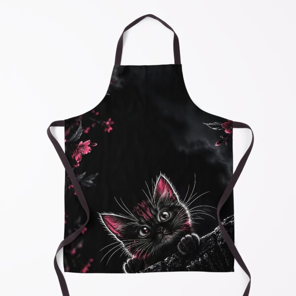 Item preview, Cute Fluffy Black Kitten With Pink Blossom Flowers designed and sold by Faissal Thomass.