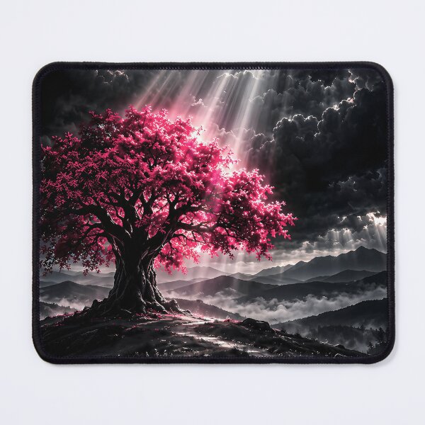 Item preview, Lone Crimson Tree Under Heavenly Light Beams designed and sold by Faissal Thomass.