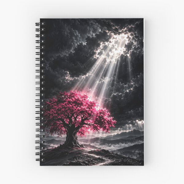 Item preview, Lone Crimson Tree Under Heavenly Light Beams designed and sold by Faissal Thomass.