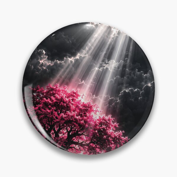 Item preview, Lone Crimson Tree Under Heavenly Light Beams designed and sold by Faissal Thomass.