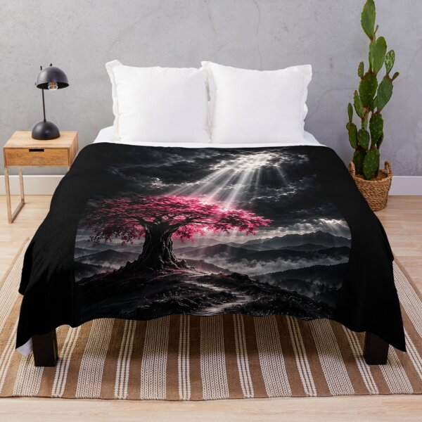 Item preview, Lone Crimson Tree Under Heavenly Light Beams designed and sold by Faissal Thomass.