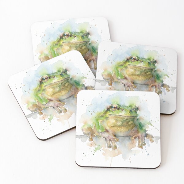 Item preview, Vibrant Green Tree Frog Watercolor Art designed and sold by caracatita75.