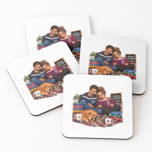 Item preview, A book-loving couple and their pets designed and sold by FootprintofLove.