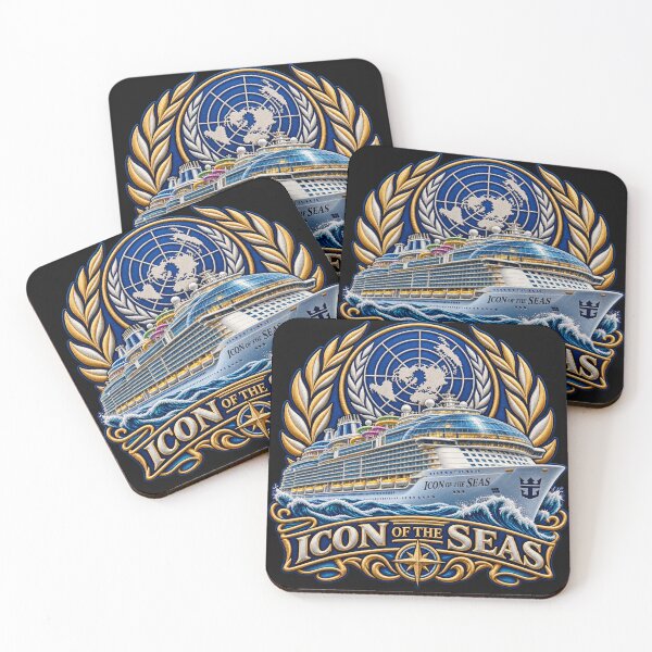 Item preview, Icon of the Seas Embroidered Cruise Ship Crest with World Emblem designed and sold by Emoji Emblems.