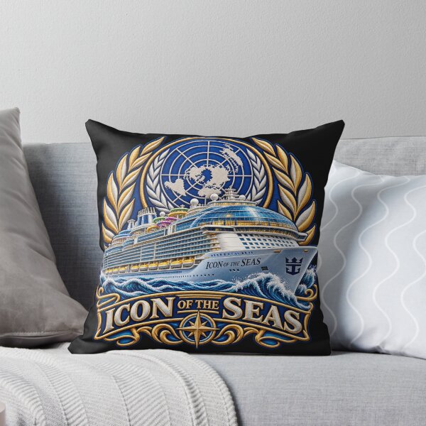 Item preview, Icon of the Seas Embroidered Cruise Ship Crest with World Emblem designed and sold by Emoji Emblems.