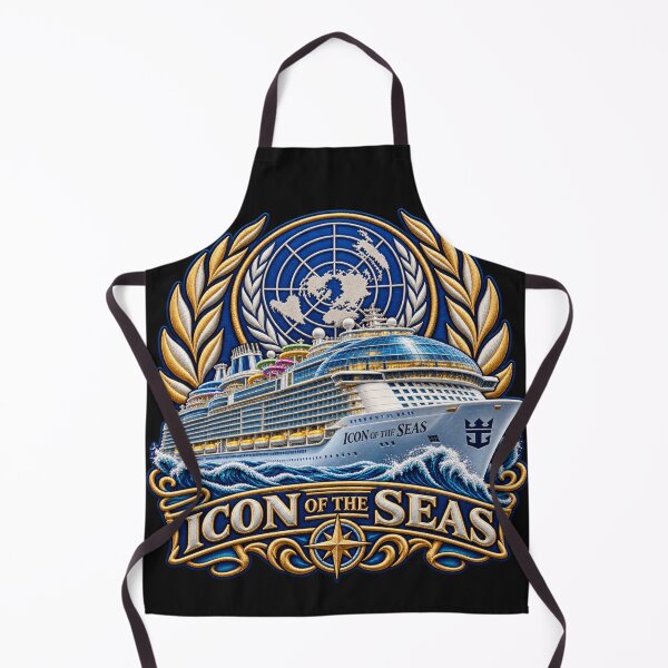 Item preview, Icon of the Seas Embroidered Cruise Ship Crest with World Emblem designed and sold by Emoji Emblems.