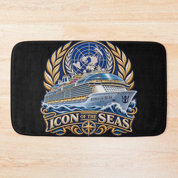 Item preview, Icon of the Seas Embroidered Cruise Ship Crest with World Emblem designed and sold by Emoji Emblems.