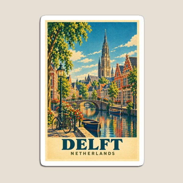 Item preview,  Delft Netherlands Vintage Travel Poster designed and sold by TravelScape Studio.