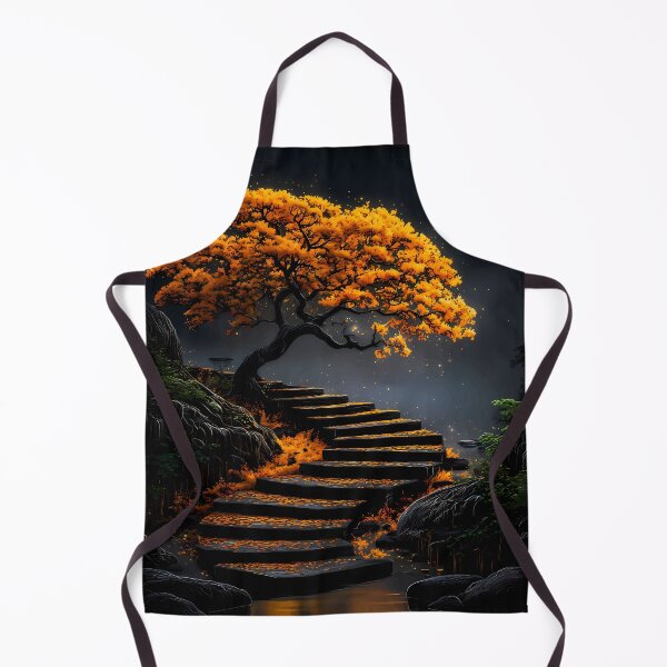 Item preview, Golden Autumn Tree Above Stone Water Steps designed and sold by Faissal Thomass.