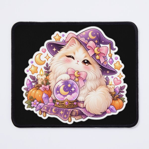 Item preview, Cute Kawaii Persian Witch Cat Halloween Sticker designed and sold by Christiana-Art.