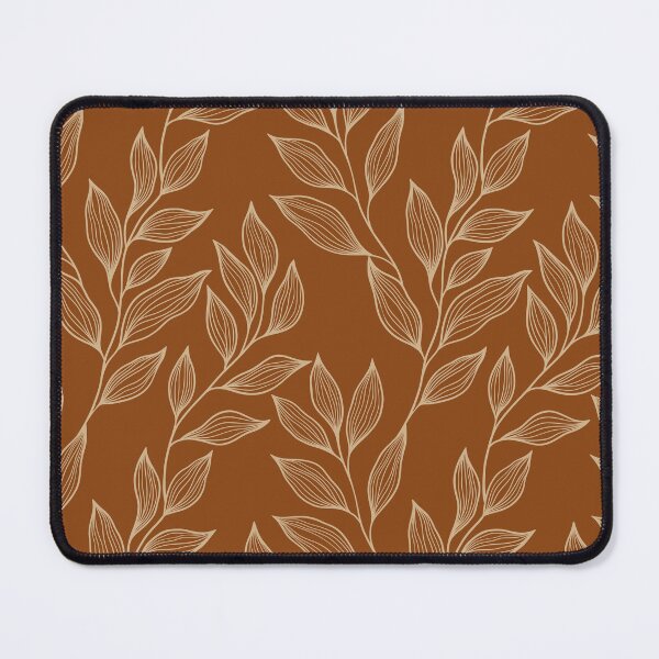 Item preview, Delicate Line Art Botanical Leaf Pattern - Light on Bright Brown designed and sold by Frohyou.