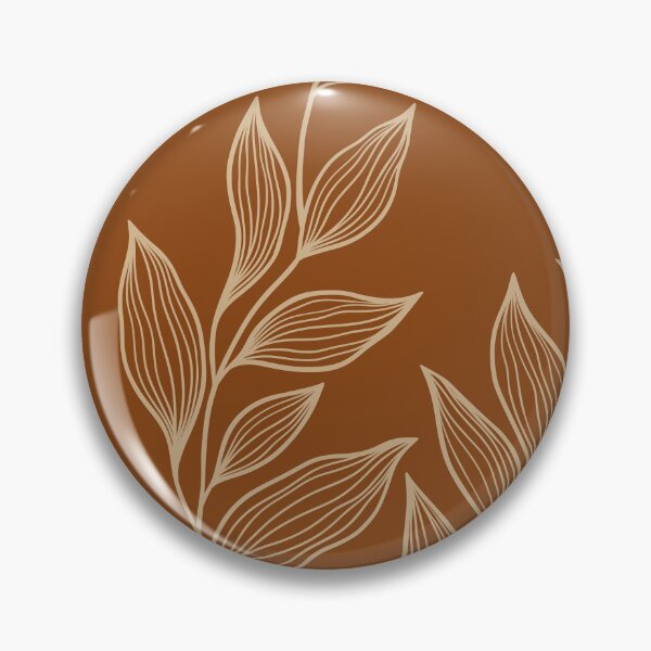 Item preview, Delicate Line Art Botanical Leaf Pattern - Light on Bright Brown designed and sold by Frohyou.