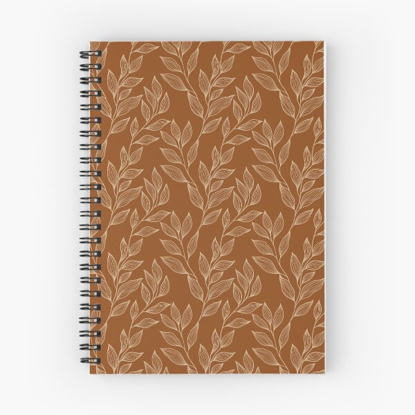 Item preview, Delicate Line Art Botanical Leaf Pattern - Light on Bright Brown designed and sold by Frohyou.